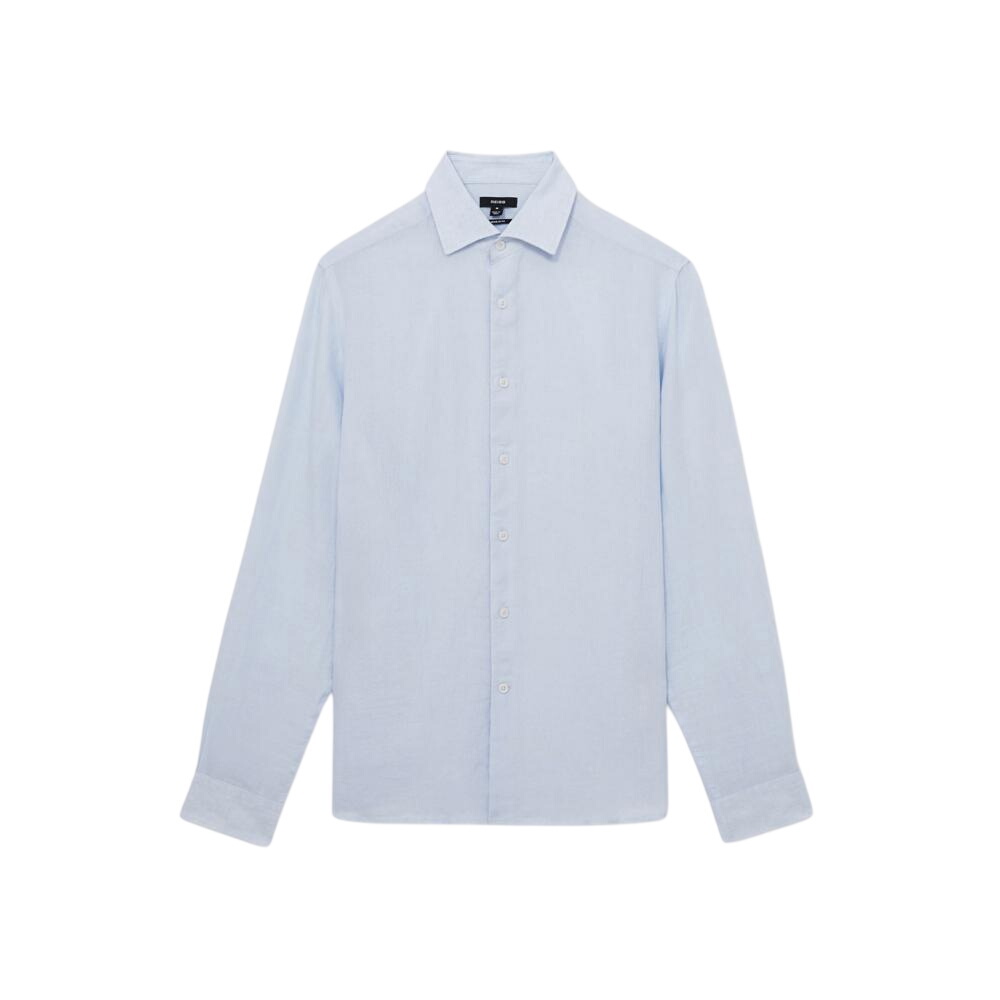 REISS Ruban Linen Cutaway-Collar Regular-Fit Shirt in Pale Blue